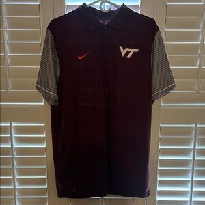 Nike Virginia Tech Men's Burgundy and Gray Polo Shirt
